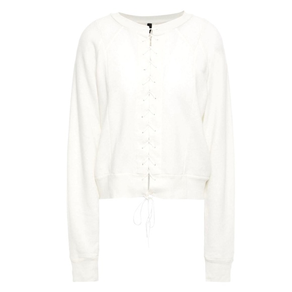NEW BEN TAVERNITI UNRAVEL PROJECT WHITE TERRY LACE-UP SWEATSHIRT - Picture 8 of 9